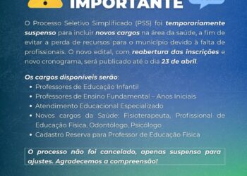 Processo Seletivo Simplificado (PSS) foi temporariamente suspenso