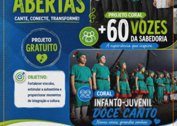 Estão abertas as matrículas para o Projeto Coral +60 Vozes da Sabedoria e para o Coral Infantojuvenil Doce Canto.